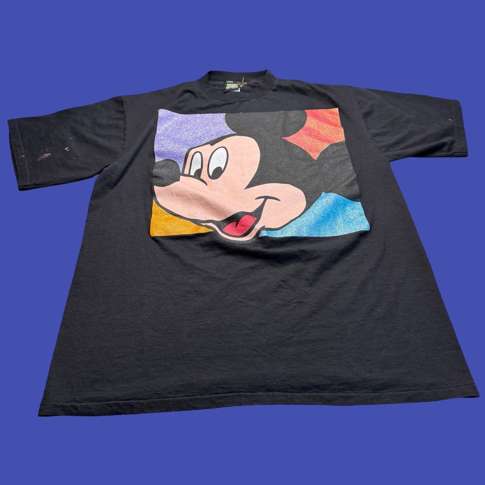 Vintage Mickey Unlimited Disney Mickey Mouse T Shirt Large Black Graphic Tee 90s